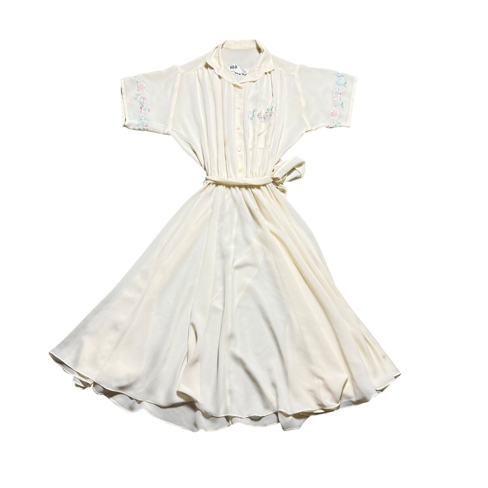 Vintage Miss Ashlee California Floral Embroidered Midi Dress